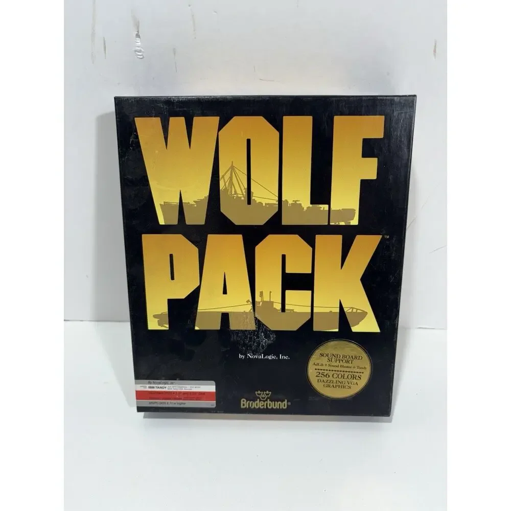 1990 Wolf Pack Broderbund Nova Logic For IBM Tandy Naval Strategy Game Vintage‎